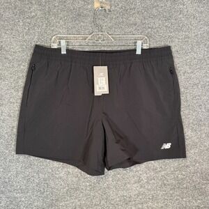 New Balance Shorts Mens XXL Black 5" Inseam Standard Fit Athletic Stretch‎ NEW